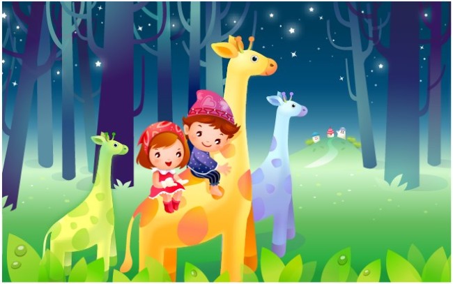 可爱韩国卡通儿童 长颈鹿 节日素材免费下载-千