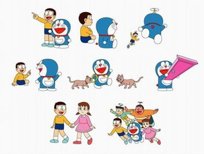 哆啦A梦矢量图机器猫线条画矢量图免费下载_