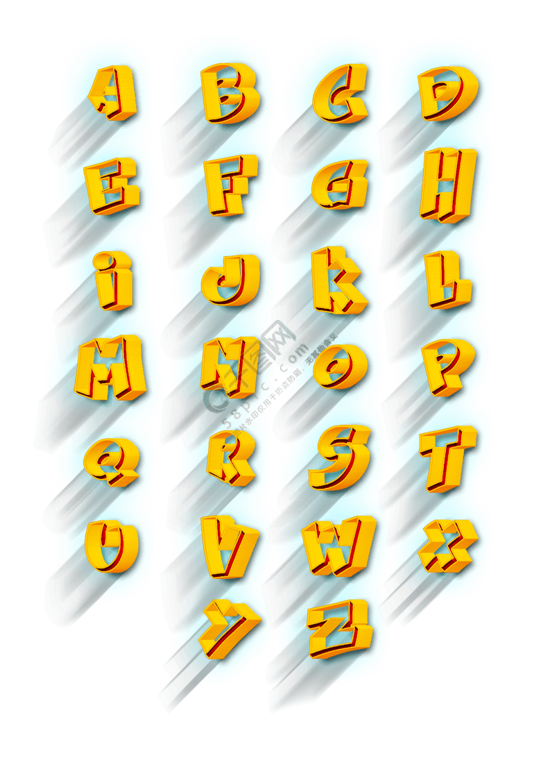 立体24英文字体精选艺术字免费下载_psd格式