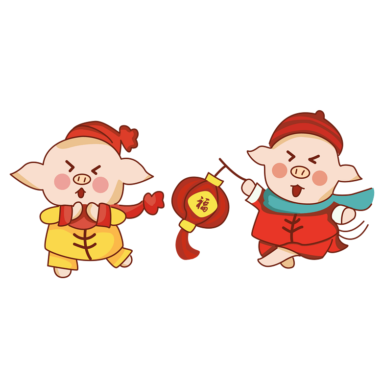 卡通手绘猪猪拜年模板免费下载_ai格式_3333