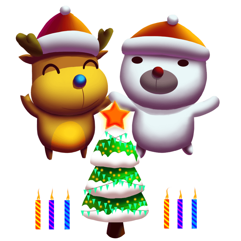 圣诞节麋鹿与小熊手绘免抠元素模板免费下载_