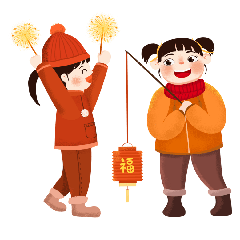 新年2019年两个孩子放鞭炮模板免费下载_psd