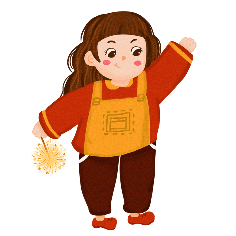 猪年放烟花的女孩模板免费下载_psd格式_200