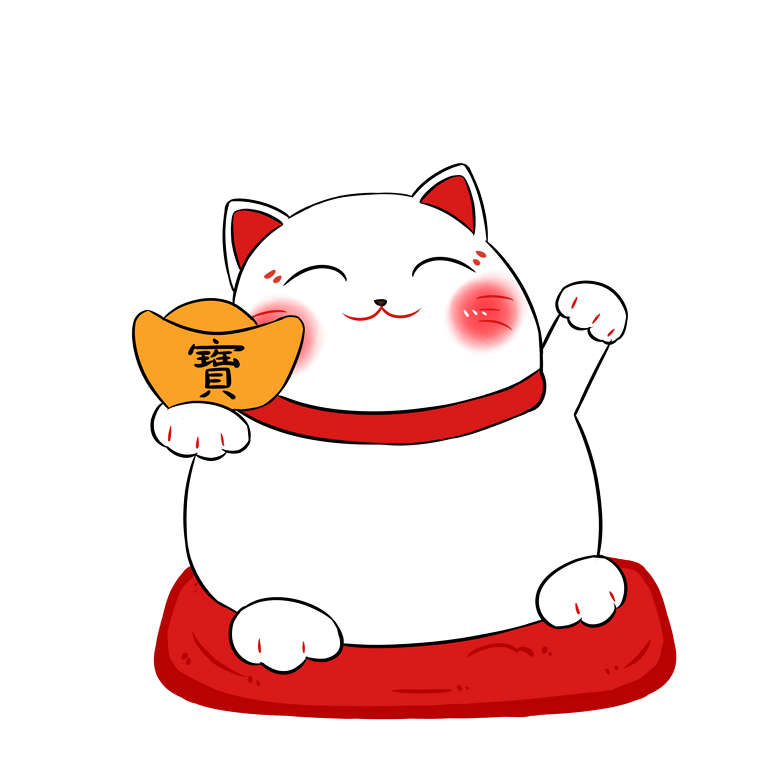 招财猫大红手绘卡通电商PNG模板免费下载_p