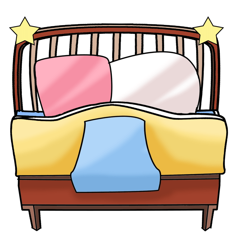 手绘双人床卡通插画模板免费下载_psd格式_2