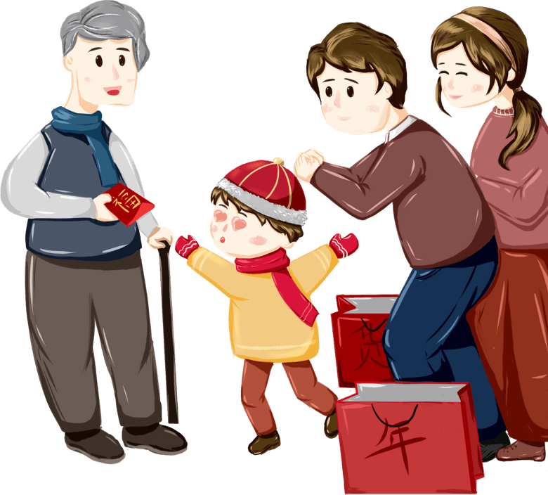 手绘卡通中国风过新年拜年贺新春模板免费下载