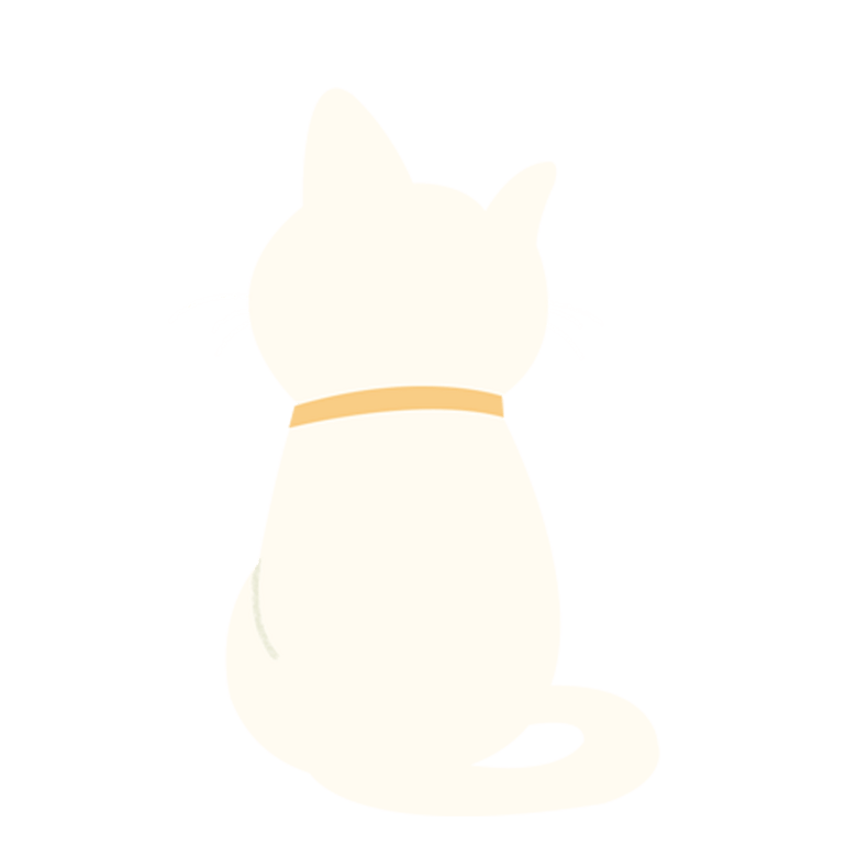 一只白色坐着的卡通猫背影免抠图模板免费下载
