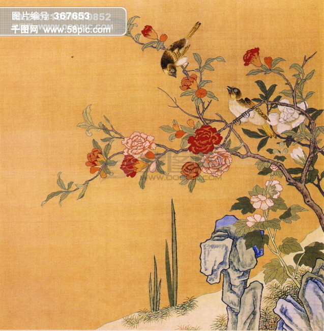 花鸟国画 中国民间艺术品 中华刺绣 梅花 喜鹊 