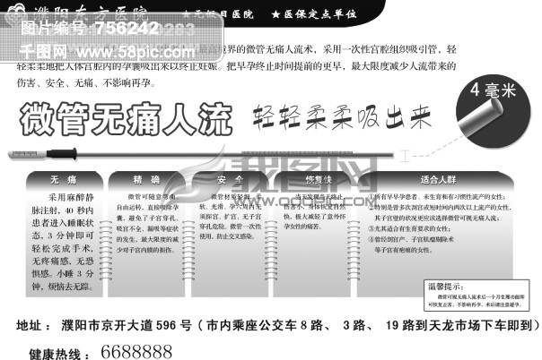 医院展板 微管无痛人流 微创手术不挨刀高清图