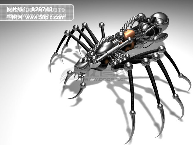 3d3维高清机械毒蜘蛛昆虫桌面壁纸图片黑