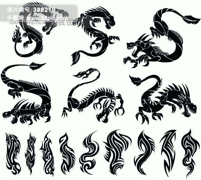 多款龙的图腾矢量素材 图腾矢量图 龙矢量素材矢量图免费下载-千图网www.58pic.com