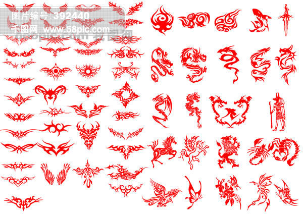 矢量图腾 矢量纹身图案 个性图腾 翅膀图腾 蝴蝶