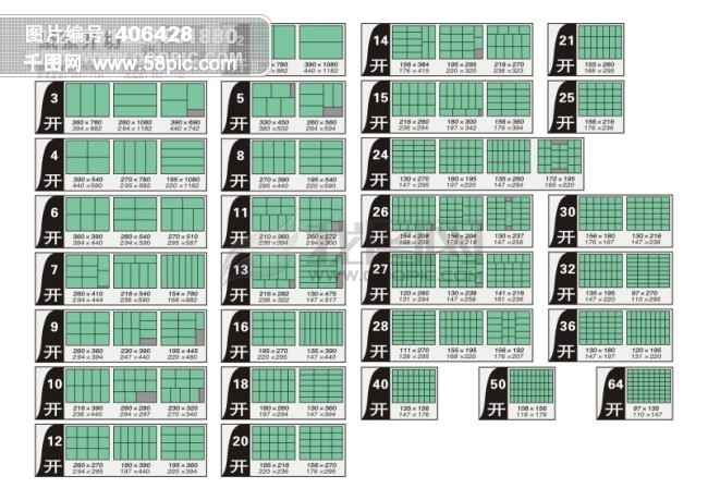 印刷纸张开数表矢量图免费下载_cdr格式_编号406428-千图网