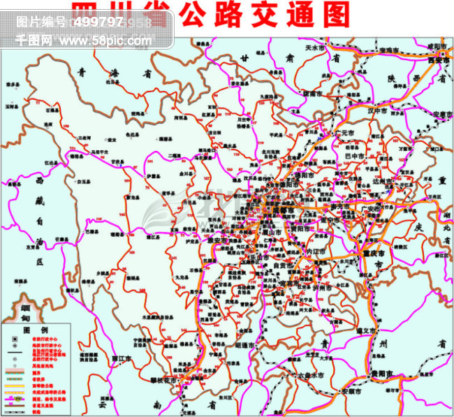 四川交通地图模板免费下载_cdr格式_编号