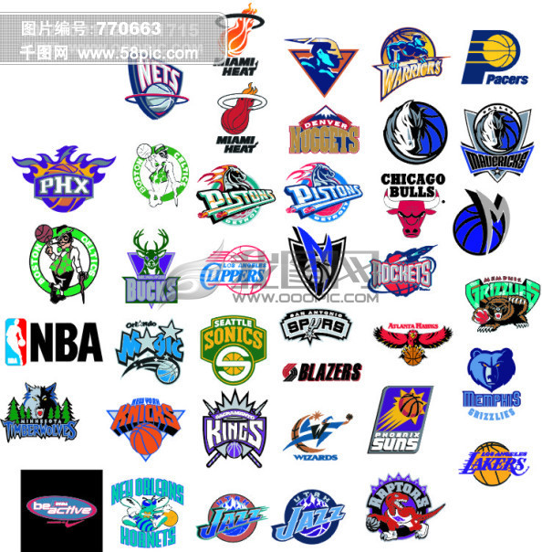 美国NBA篮球队徽标志矢量图图标元素免费下