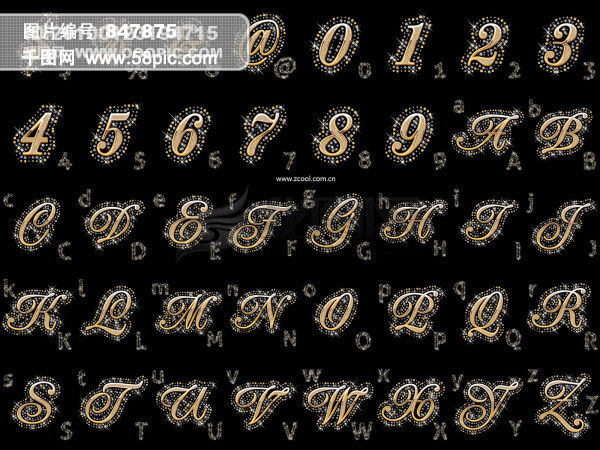 首页 最新素材 矢量图 广告设计 嵌入钻石的英文字母  26个字母