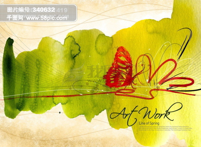 圆点 线条 爱心 树叶 蝴蝶 手绘 绘画 房子 树 PS