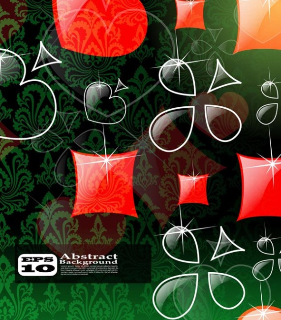 矢量素材绚丽的红桃底纹图案