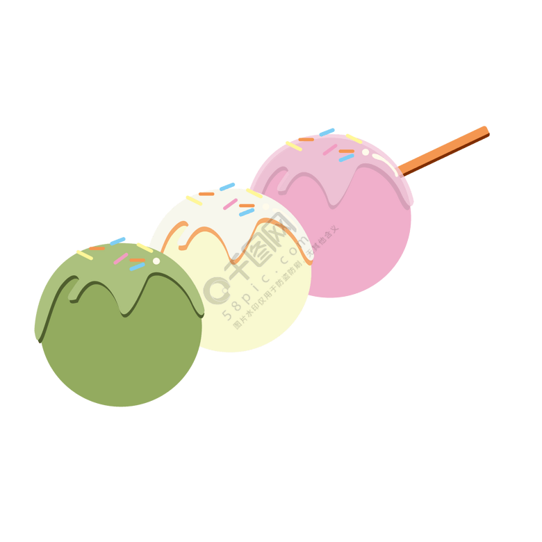 三色丸子装饰插画模板免费下载_psd格式_2000像素_编号34563060