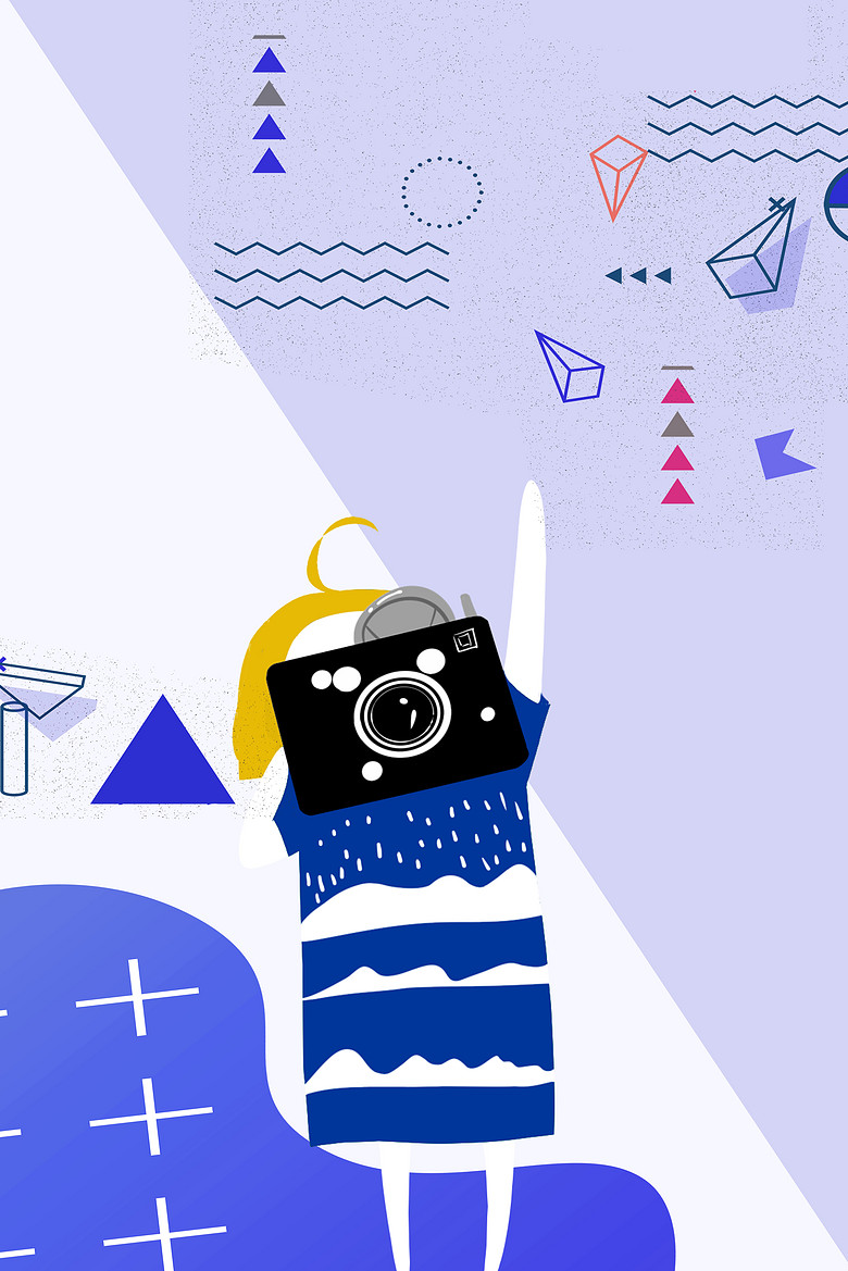 摄影社团撞色简约孟菲斯背景