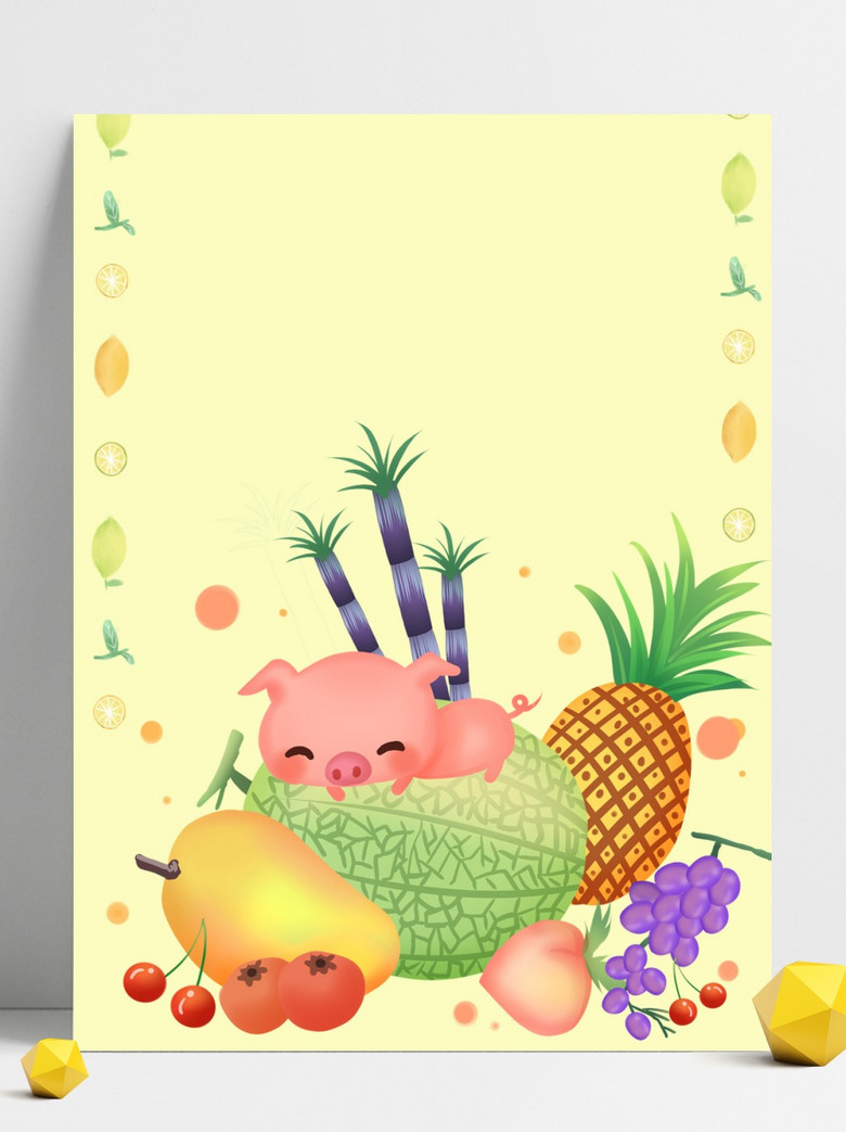 三月水果蔬菜小猪模板免费下载_psd格式_