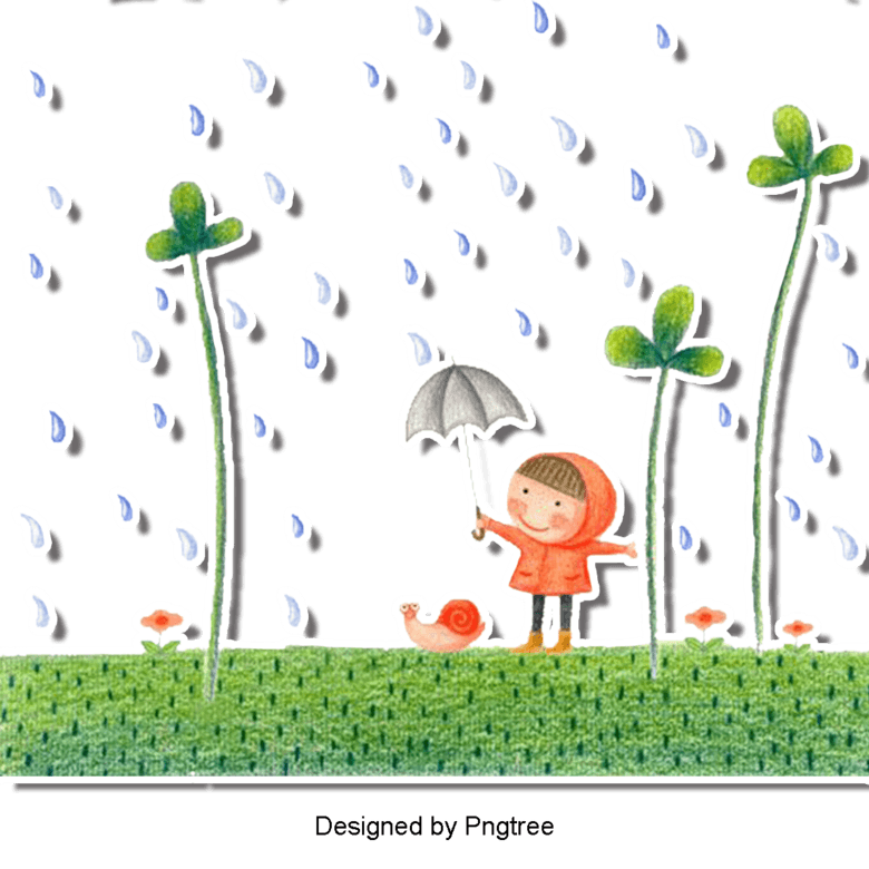 美丽凉爽的卡通云雨天