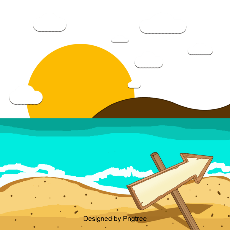 卡通手绘沙滩设计