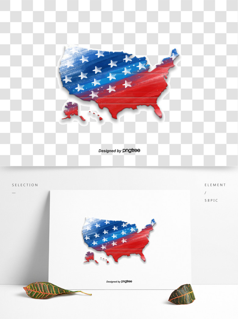 美国国旗创意地图模板免费下载_psd格式_