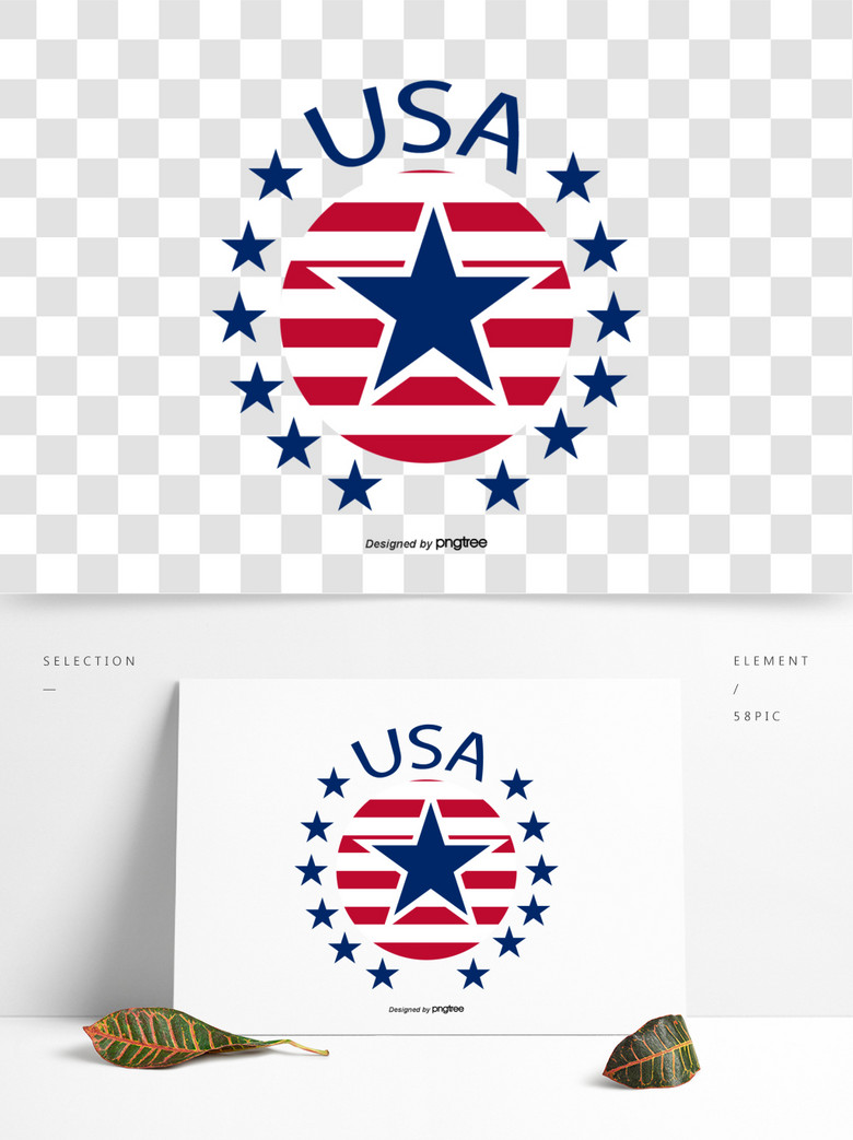 卡通美国国旗风格元素模板免费下载_eps