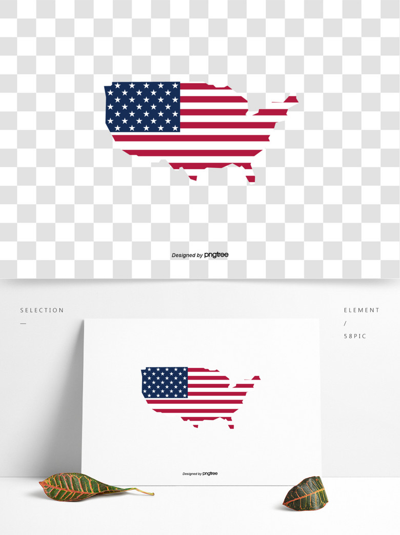 美国国旗地图创意元素模板免费下载_ai