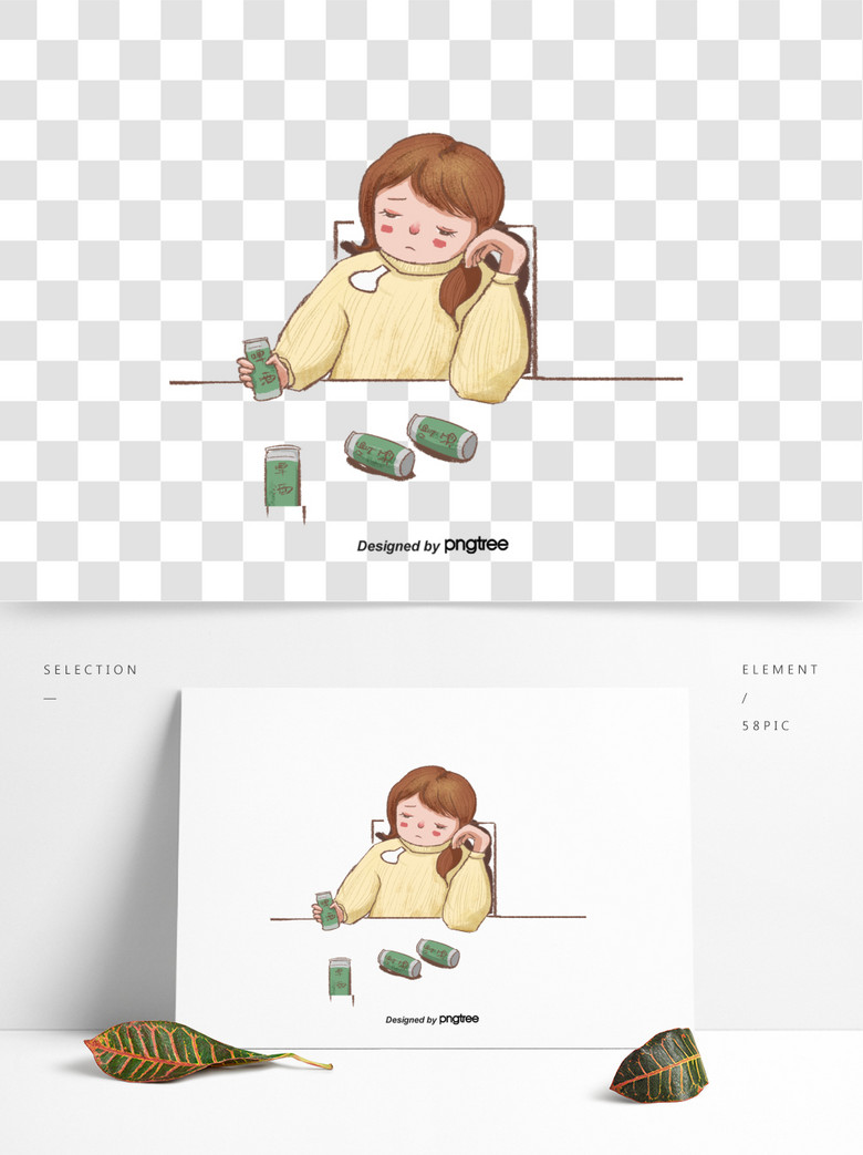 女性易拉罐啤酒伤心借酒消愁模板免费下载_p