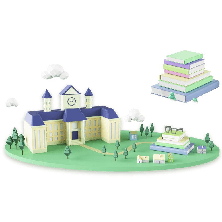 2.5d学校建筑模型免抠图