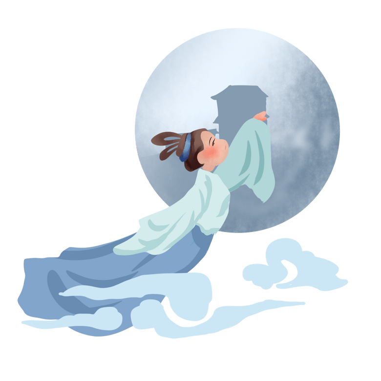 中秋节人物嫦娥奔月手绘插画