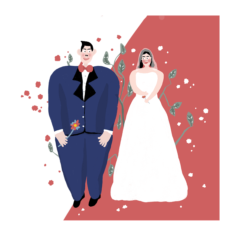 結婚婚禮西式婚紗禮服新人羞澀浪漫png圖