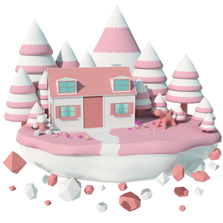 首页 设计元素 效果素材 效果元素 >粉色梦幻3d卡通小房子立体c4d 千