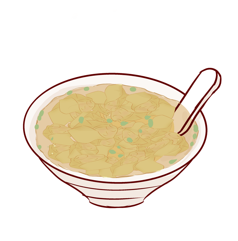 手绘美食馄饨插画