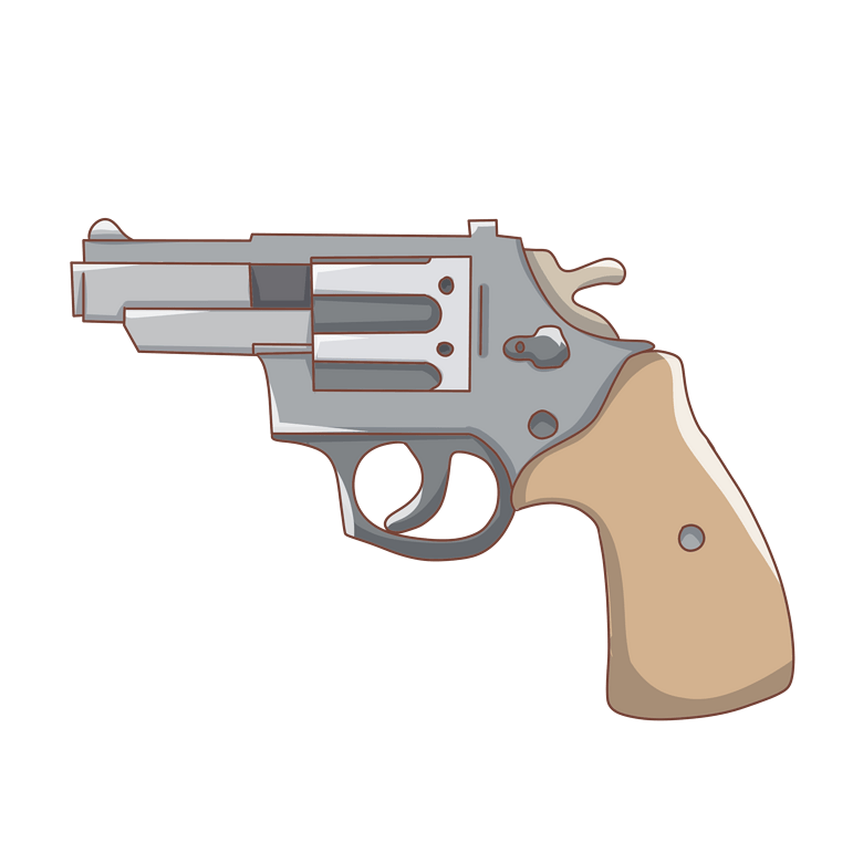 军用手枪手绘插画