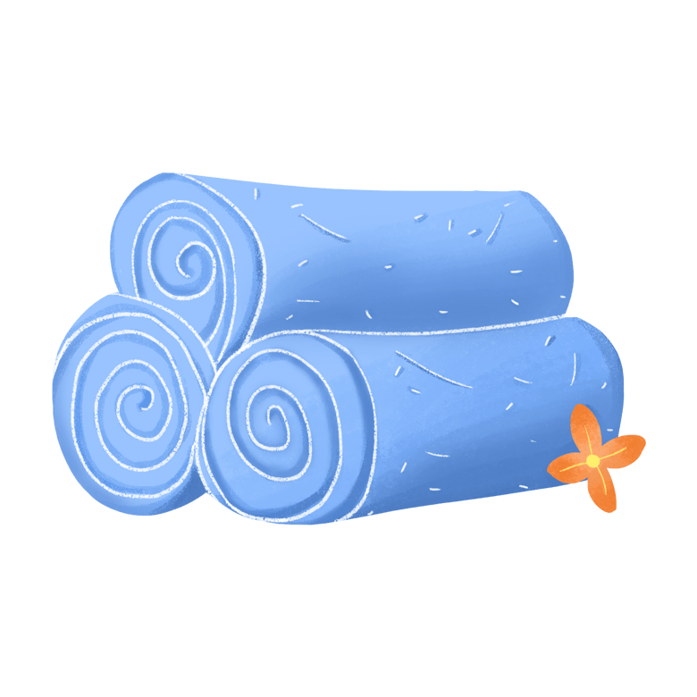 手绘蓝色毛巾插画