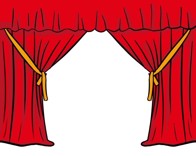 卡通手绘红色的幕布
