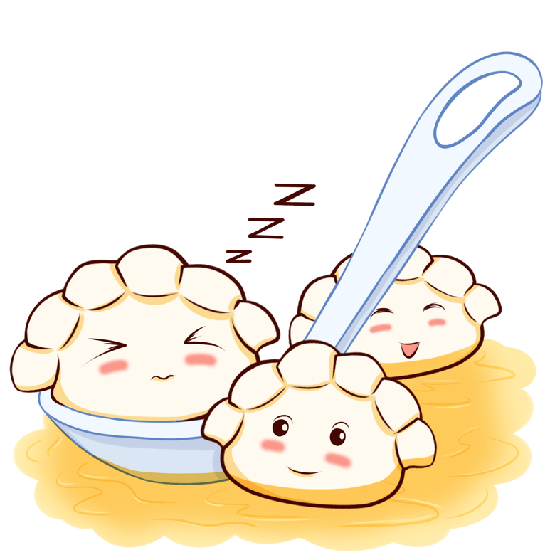 手绘睡觉的饺子插画