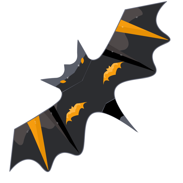 手绘黑色的蝙蝠风筝插画