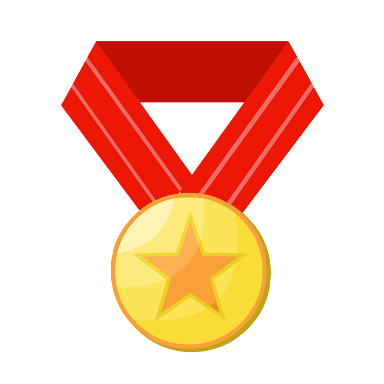 红带子手绘矢量奖牌免抠素材