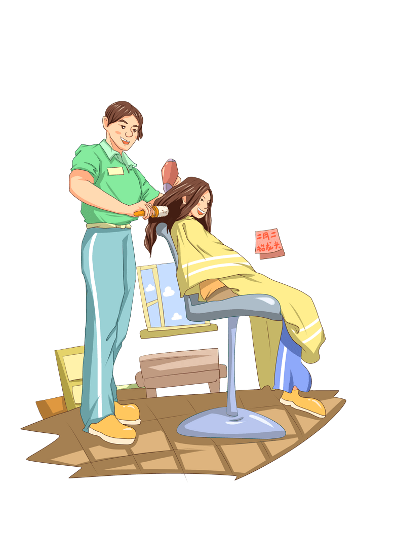 二月二龙抬头理发的小女孩