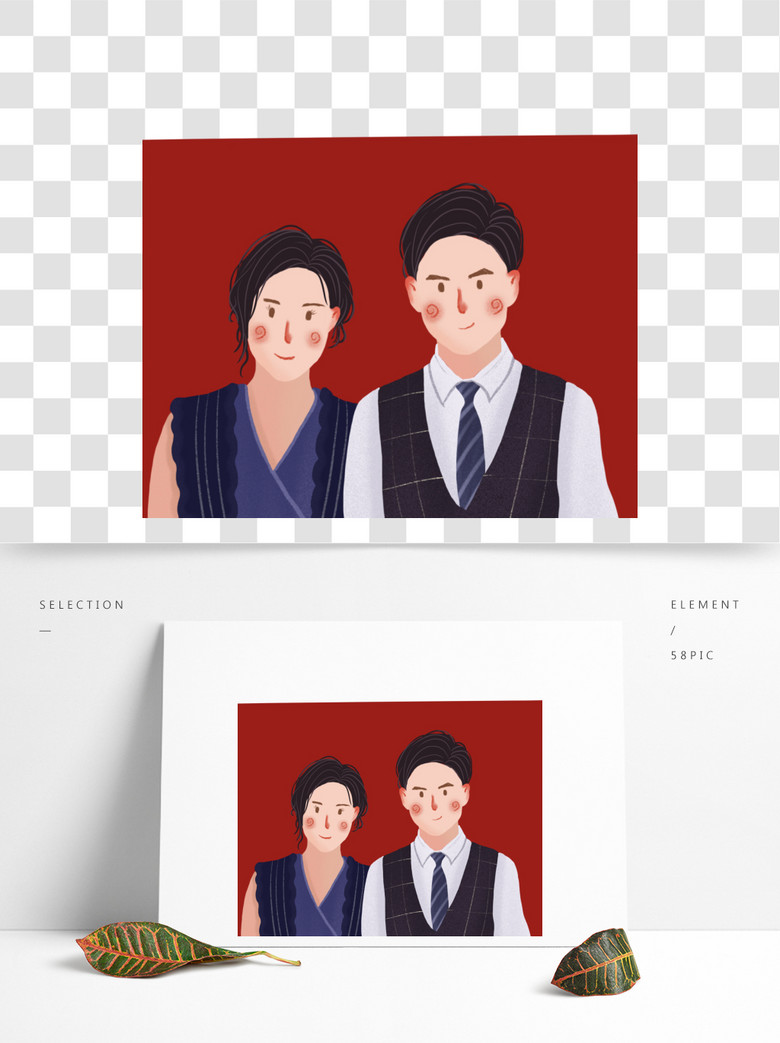 帅哥美女情侣结婚证件照PNG模板免费下载_p