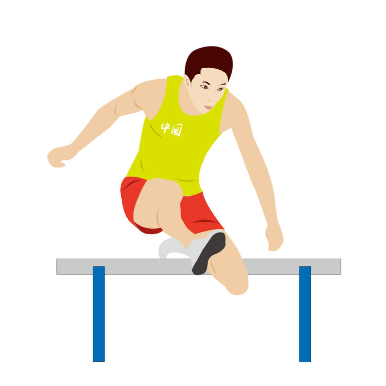 卡通中国跨栏运动员免抠图
