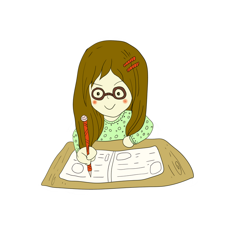 学习正在做作业的女孩