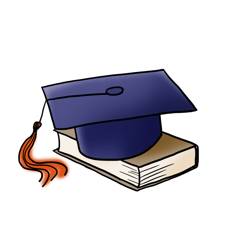 毕业季卡通学士帽和书本png免抠素材