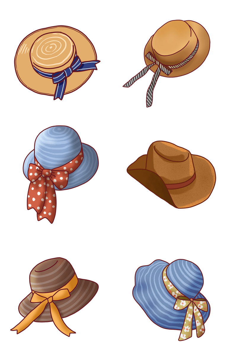 卡通帽子组图png免抠素材