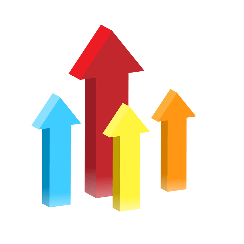 商务矢量数据上升箭头立体分析图