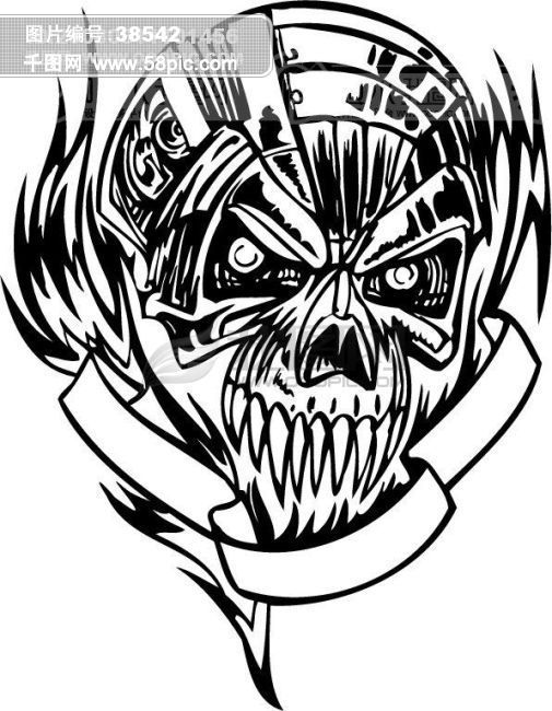 矢量欧美花纹元素 骷髅头 游戏怪物